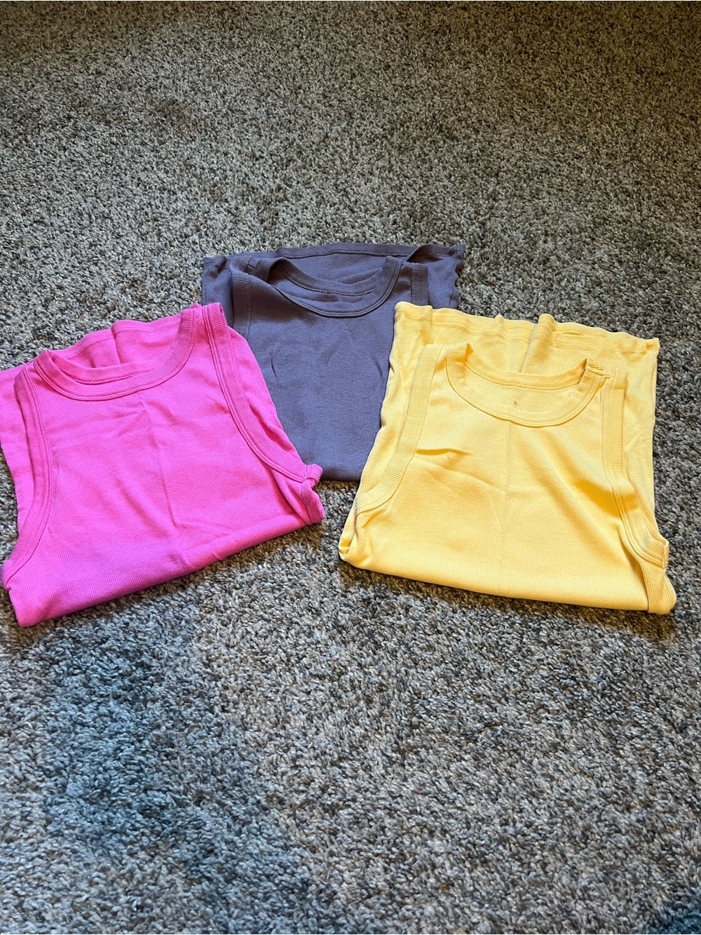 Sleeveless Ribbed Tank Top - Pink, Yellow, Purple